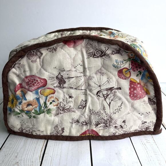 Set of 4 VTG 60s 70s Mushrooms Floral Toile Toaster Cover 2 Placemats 1 Hot Pad - Picture 2 of 16